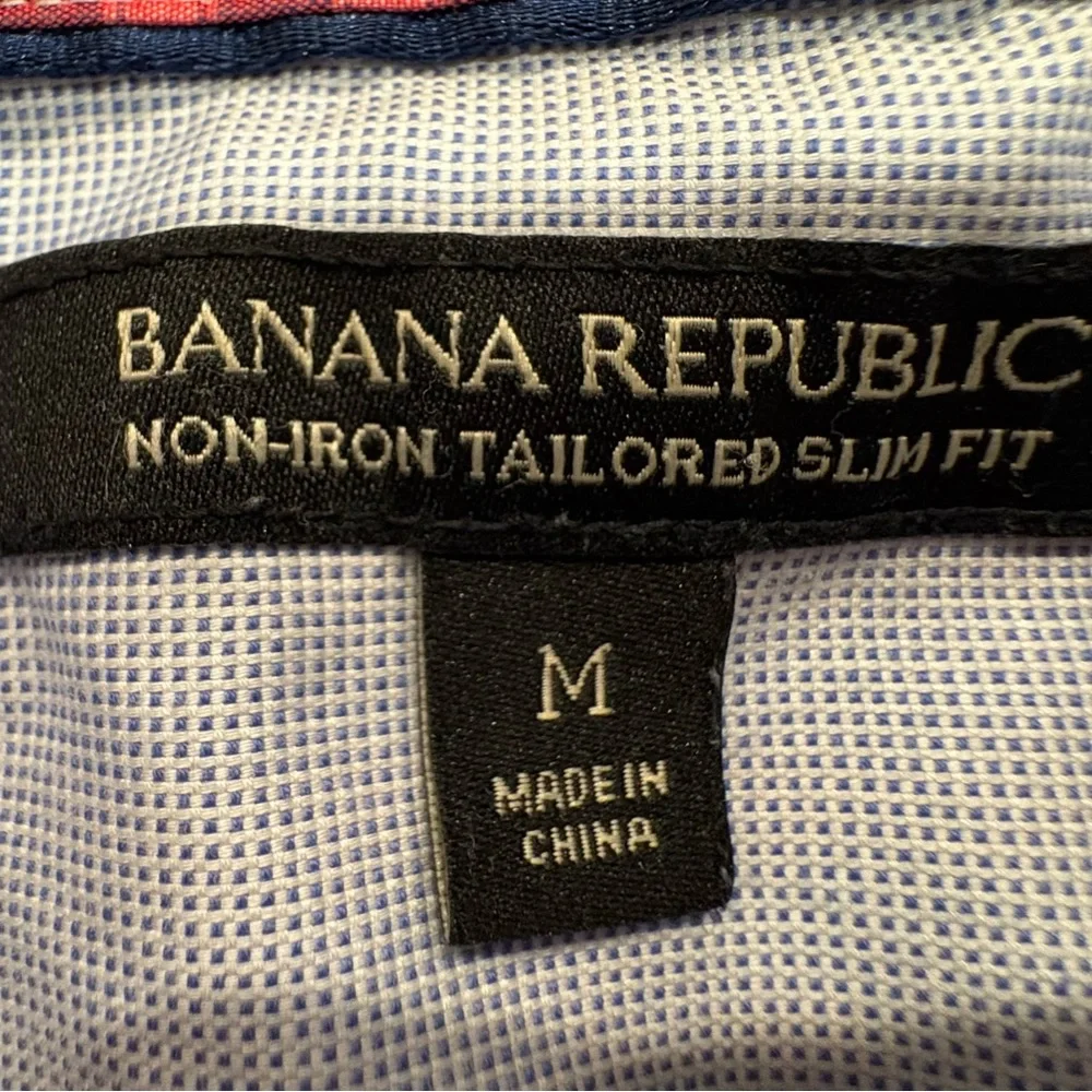Banana Republic Red and white Gingham Dress Shirt Non Iron Medium